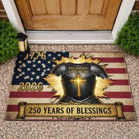 One Nation Under God Flag 1776-2026 - USA 250th Anniversary Patriotic Blessings Doormat