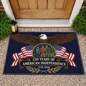 Bald Eagle American Flag 1776-2026 USA 250th Anniversary Independence Historical Figures Doormat
