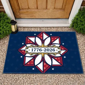 Patriotic Star Emblem 1776-2026 - USA 250th Anniversary Independence Day Celebration Doormat