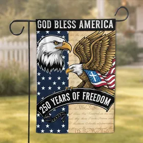 Bald Eagle American Flag 1776-2026 - God Bless America USA 250 Years Garden Flag