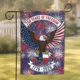 Bald Eagle American Flag Texas Map - USA 250th Anniversary 1776-2026 Freedom Garden Flag
