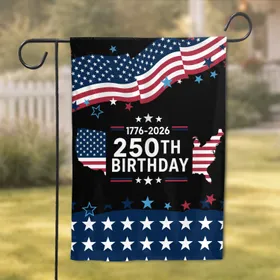 USA Map Flag 1776-2026 - America's 250th Birthday Independence Day Patriotic Design Garden Flag