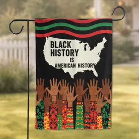 Black History American History USA Map Raised Hands - Cultural Pride Heritage Celebration Garden Flag