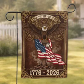 Bald Eagle American Flag Cross 1776-2026 - USA 250th Anniversary Faith Freedom Gift Garden Flag
