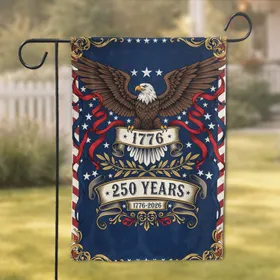 Bald Eagle American Flag 1776-2026 - USA 250th Anniversary Independence Day Gift for Dad Garden Flag