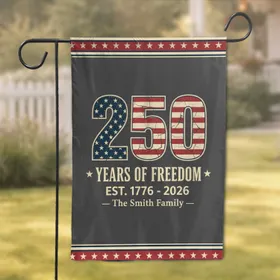 Bold American 250th Anniversary 1776-2026 Stars Stripes Freedom Design for Patriots Garden Flag