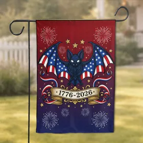 Stained Glass Bat American Flag 1776-2026 - USA 250th Anniversary Patriotic Emblem Garden Flag