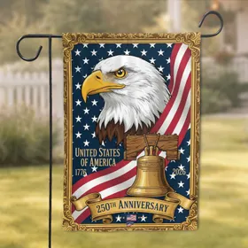 Bald Eagle American Flag Liberty Bell 1776-2026 - USA 250th Anniversary Patriotic Gift for Veterans Garden Flag