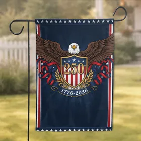 Bald Eagle American Flag 250th Anniversary 1776-2026 Liberty Shield Independence Day Garden Flag