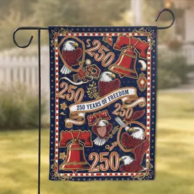 Liberty Bell Bald Eagle 250th Anniversary - USA 1776-2026 Independence Day for Veterans Garden Flag