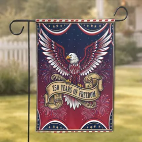 Bald Eagle American Flag 1776-2026 - USA 250th Anniversary Patriotic Fireworks Bunting Garden Flag