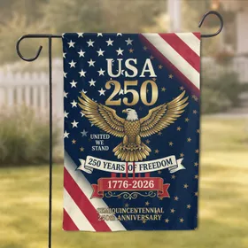 Bald Eagle American Flag USA 250th Anniversary (1776-2026) United We Stand Garden Flag