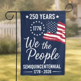 We The People Distressed Flag - USA 250th Anniversary 1776-2026 Patriotic Gift for Veterans Garden Flag