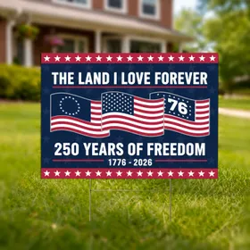 Three American Flags 1776-2026 - USA 250 Years of Freedom Patriotic Decor Yard Sign