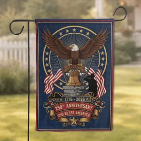 Bald Eagle American Flags Liberty Bell - USA 250th Anniversary 1776-2026 Veterans Gift Garden Flag
