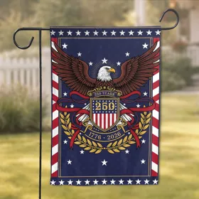 Bald Eagle American Flag 1776-2026 - USA 250th Anniversary Independence Day Gift for Dad Garden Flag