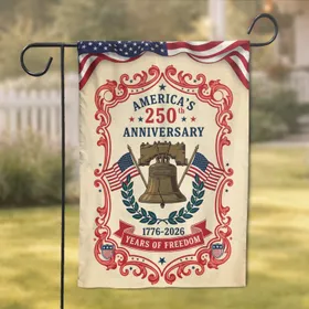Liberty Bell American Flag 1776-2026 - USA 250th Anniversary Years of Freedom Garden Flag