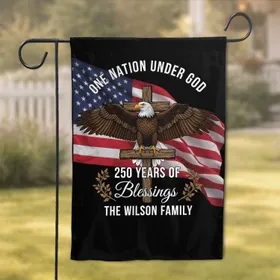Bald Eagle American Flag 1776-2026 - One Nation Under God 250th Anniversary Blessings Garden Flag