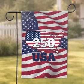USA Map Flag 250th Anniversary Stars Stripes - America's 1776-2026 Patriotic Celebration Garden Flag