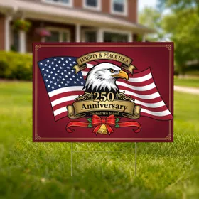 Bald Eagle American Flag 250th Anniversary 1776-2026 United We Stand Yard Sign