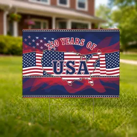 USA Map Flag Patriotic Art 250 Years Of 1776-2026 - Independence Day Yard Sign