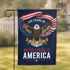 Bald Eagle American Flag Freedom 1776-2026 - USA 250th Anniversary Patriotic Gift for Veterans Garden Flag