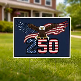 Bald Eagle American Flag 250 Numbers - USA 250th Anniversary 1776-2026 Celebration Yard Sign