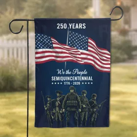 Revolutionary Soldiers American Flag 250th Anniversary 1776-2026 - We The People Garden Flag