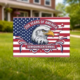Bald Eagle American Flag USA Map - 250 Years of America 1776-2026 Patriotic Art Yard Sign