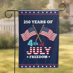 Crossed American Flags 250th Anniversary - 4th of July Freedom Tribute 1776-2026 Garden Flag