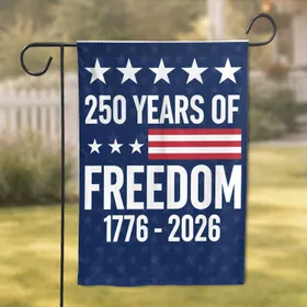 250 Years of Freedom Design - USA Independence Day 1776-2026 Patriotic for Veterans Garden Flag