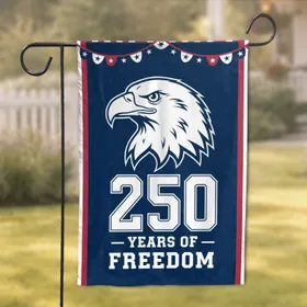 Bald Eagle 250 Years Freedom Flag Stripes Bunting - USA 250th Anniversary Independence Day Garden Flag