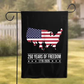 US Map Flag Soldiers 1776-2026 - USA 250 Years of Freedom Anniversary Gift Garden Flag