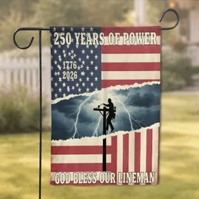 Distressed Lineman American Flag 1776-2026 - USA 250 Years of Power Anniversary Gift Garden Flag
