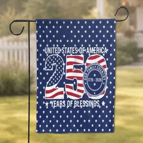 United States 250th Anniversary 1776-2026 God Family Country Patriotic Flag Emblem Garden Flag