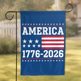 AMERICA 1776-2026 Text Stars Stripes - USA 250th Anniversary Celebration Garden Flag