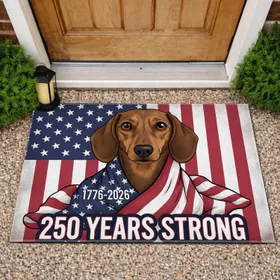 Dachshund American Flag 1776-2026 - USA 250th Anniversary Patriotic Dog Art Doormat