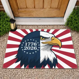 Bald Eagle American Flag 1776-2026 Betsy Ross - USA 250th Anniversary Independence Day Doormat