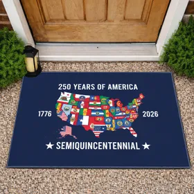 USA State Flags Map 1776-2026 Semiquincentennial - 250 Years of America Patriotic Doormat
