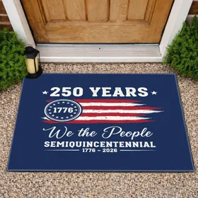 We The People Distressed Flag, 13 Stars & Stripes - USA 250th Anniversary 1776-2026 Doormat