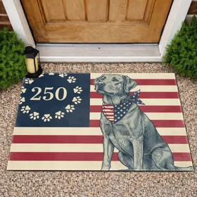 Labrador Dog American Flag 250th Anniversary 1776-2026 Paw Print Patriotic Dog Gift Doormat