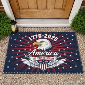 Bald Eagle America 1776-2026 - USA 250th Anniversary Patriotic Freedom Celebration Doormat
