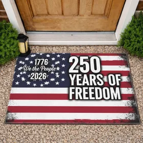 Distressed American Flag 1776 We The People 2026 13 Stars - USA 250th Anniversary Doormat