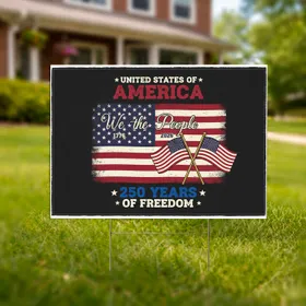 We The People Distressed Flag 1776-2026 - USA 250th Anniversary Patriotic Gift for Veterans Yard Sign