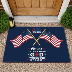 Betsy Ross 50 Star Flags 250th Anniversary 1776-2026 - Blessed Is The Nation Doormat