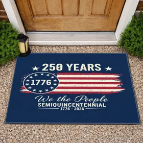 Distressed American Flag 1776 We The People - USA 250th Anniversary Independence Day 1776-2026 Doormat