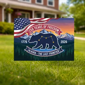 Navy Bear American Flag Alaska Last Frontier 1776-2026 - America's 250th Anniversary Yard Sign
