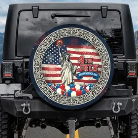 Statue of Liberty American Flag Fireworks 1776-2026 - USA 250th Anniversary Independence Day Spare Tire Cover