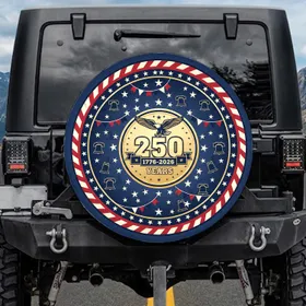 Bald Eagle American Flag 1776-2026 - USA 250th Anniversary Patriot Gift for Veterans Spare Tire Cover