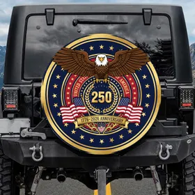 Bald Eagle American Flag 250th Anniversary 1776-2026 United States Celebration Spare Tire Cover